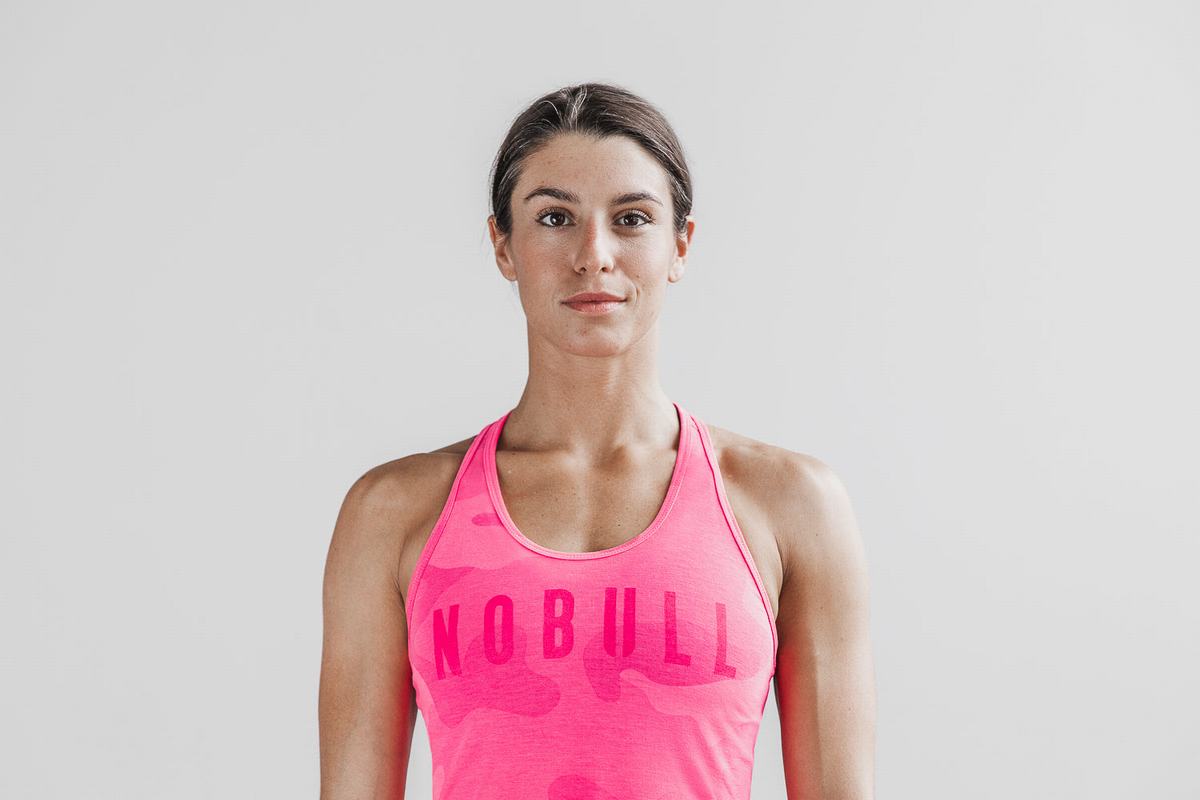 Nobull Racerback Neon Women\'s Tank Tops Pink Camo | Australia (TW5460)